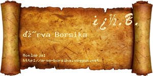 Árva Borsika névjegykártya